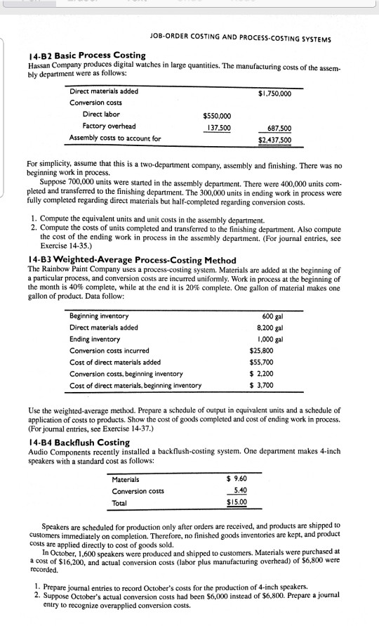  JOB-ORDER COSTING AND PROCESS COSTING SYSTEMS 14.B2 Basic Process Costing Hassan