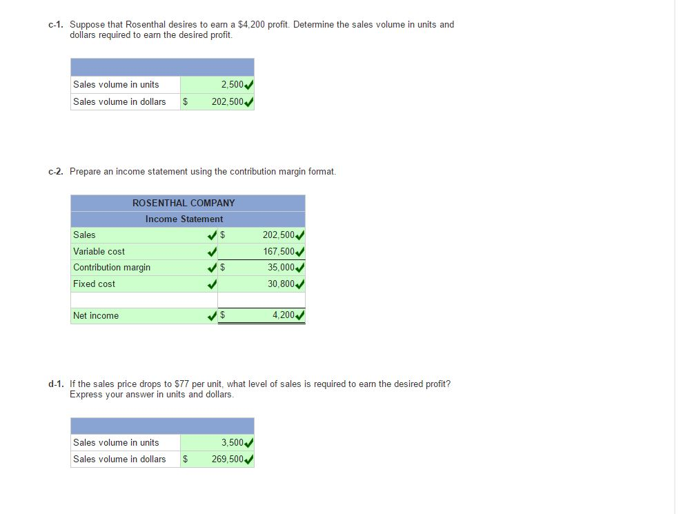 3-3, 3-4, 3-5 Rosenthal Company makes and sells products with variable costs