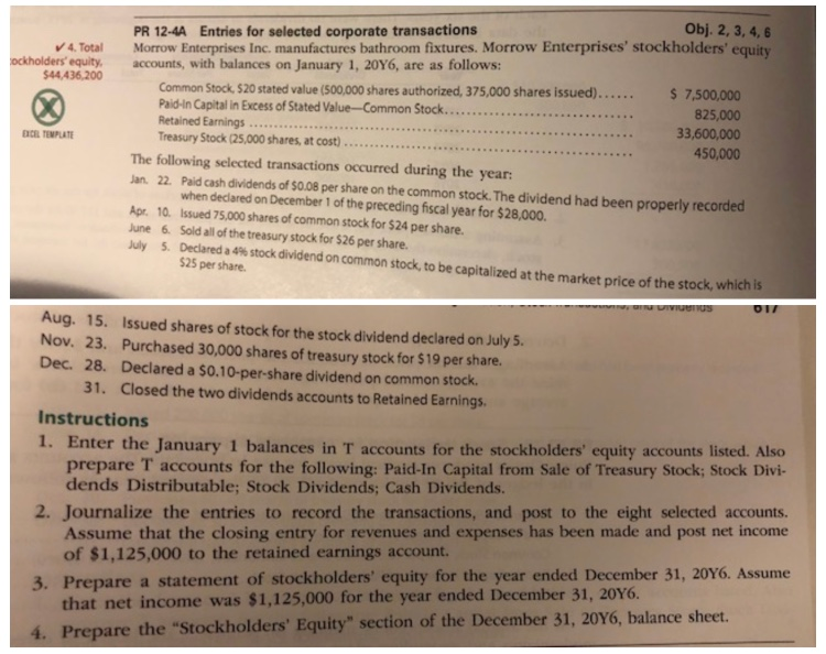 Obj. 2, 3, 4,6 equity Entries for selected corporate transactions PR