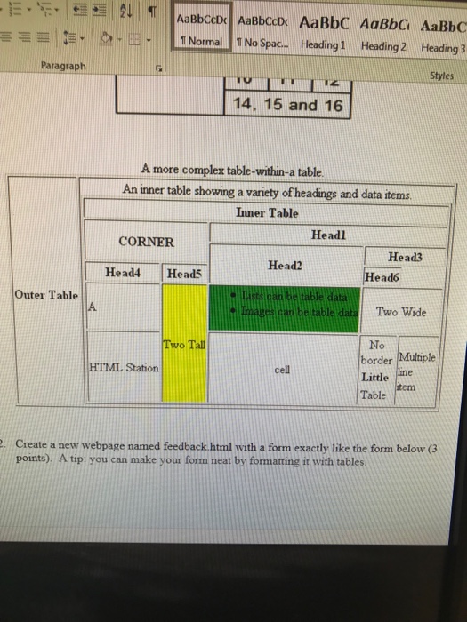  Using HTML/CSS create the table shown in the photo 01AaBbccto |AaBbcar