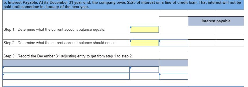 the accrued expense account at December 31. Step 1: Determine what the