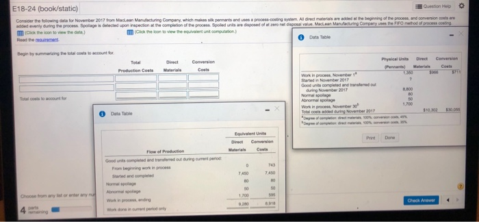  E18-24 (book/static) Question Help Consider the following data for November 2017