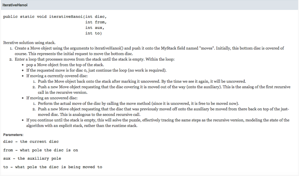 Iterative hanoi javascript Move method: Move class: //Method needed to be done