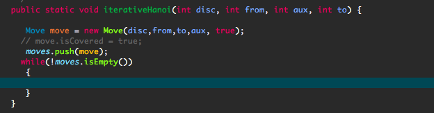 int disc; int to; int from; int auxiliary; boolean isCovered; public Move(int