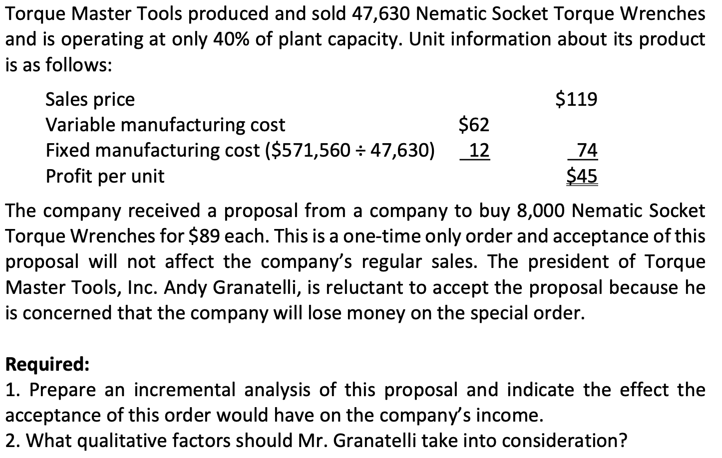  Torque Master Tools produced and sold 47,630 Nematic Socket Torque Wrenches