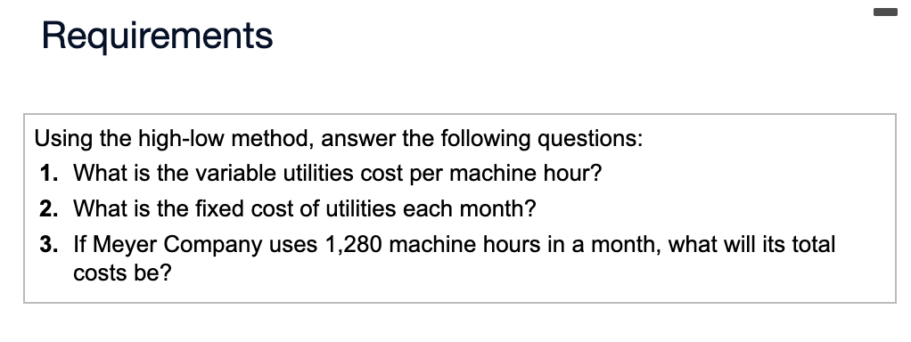 has determined that machine hours best predict the company's total utilities cost.