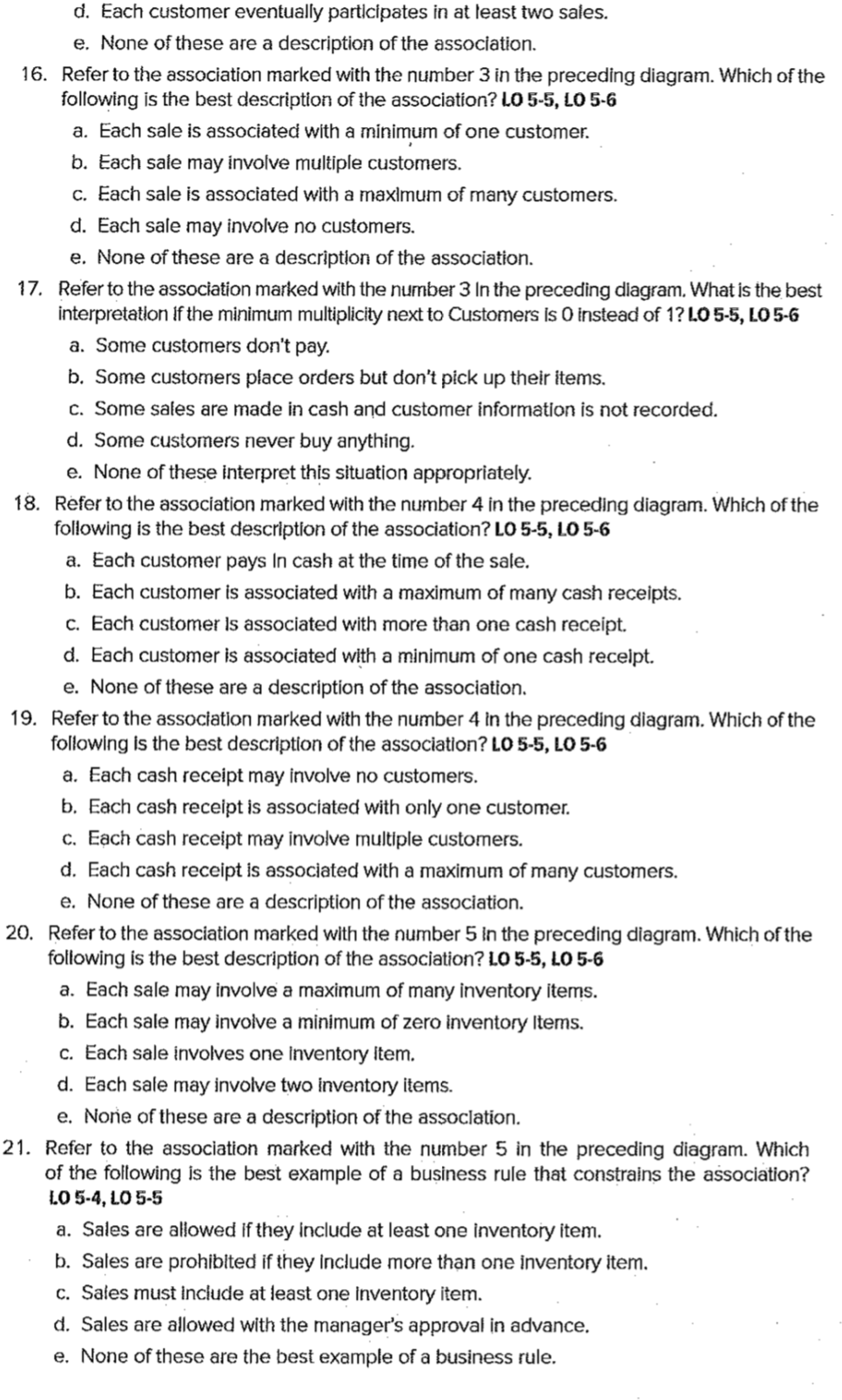  d. Each customer eventually participates in at least two sales. e.