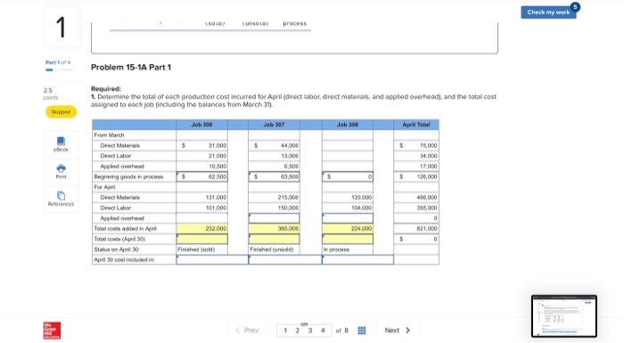 costs computed and recorded; reports prepared LO C2, P1, P2, P3, P4