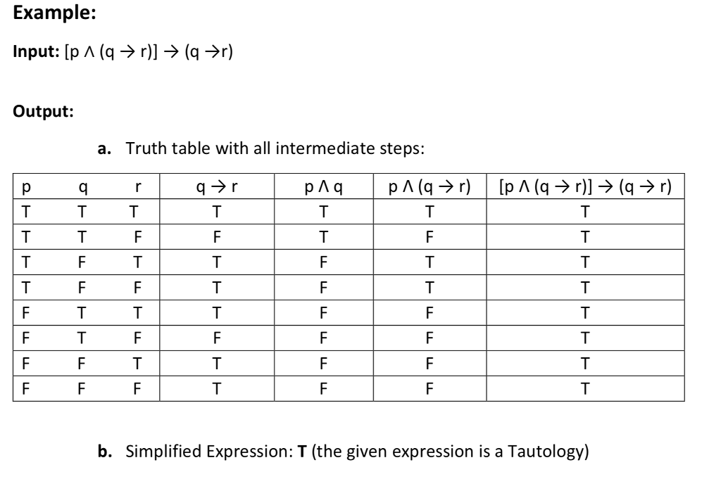 Using C++ allow a user to input a compound propositional logic statement