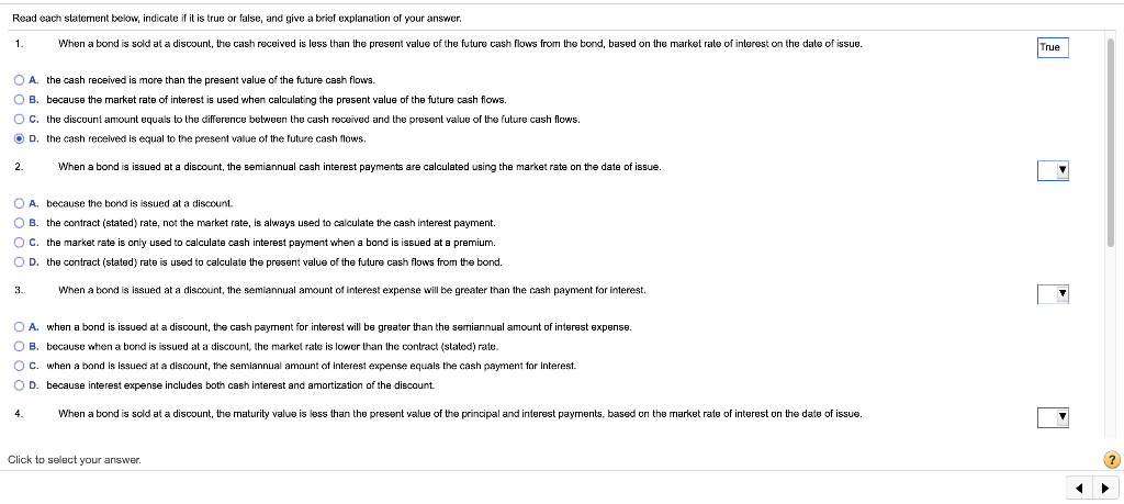  Read each statement below, indicate if it is true or false,