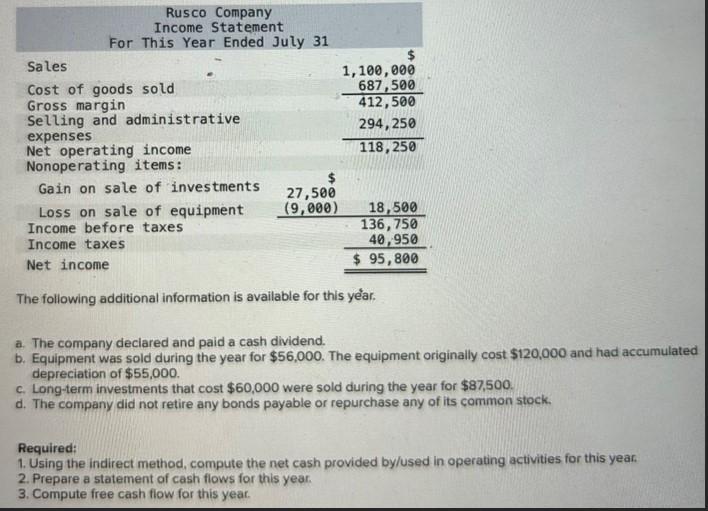of Cash Flows; Free Cash Flow [LO13-1, LO13-2, [013-3] Mary Walker, president