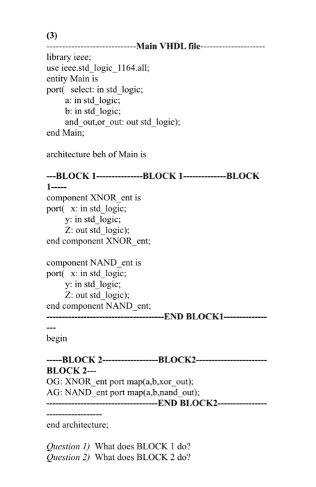 (2) and (3)) and answer the questions 1 and 2. (1) Component