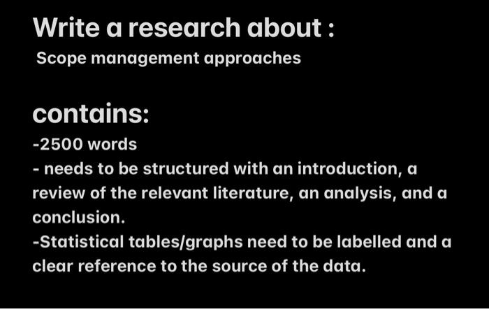  Write a research about : Scope management approaches contains: -2500 words