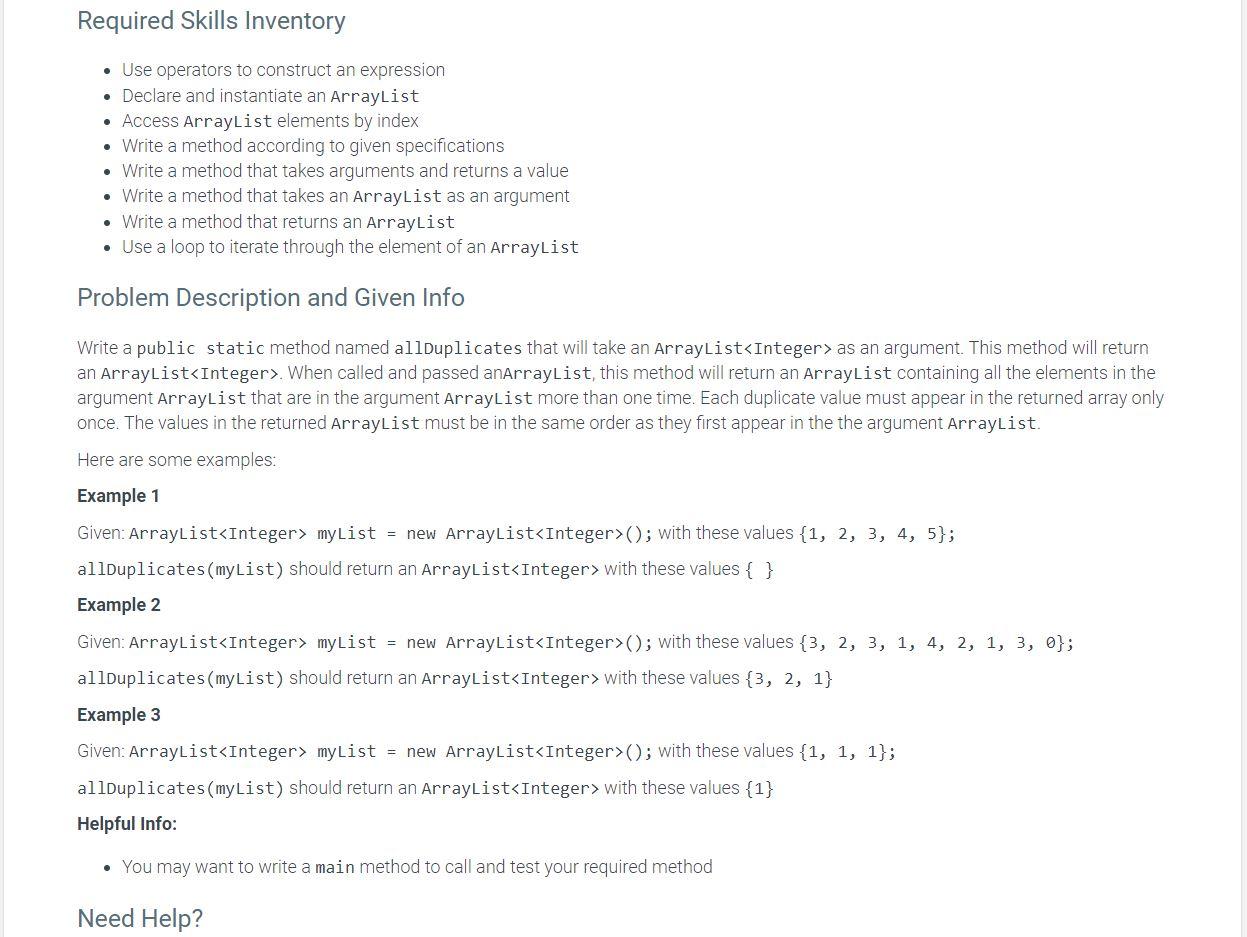 in java please Required Skills Inventory - Use operators to construct an