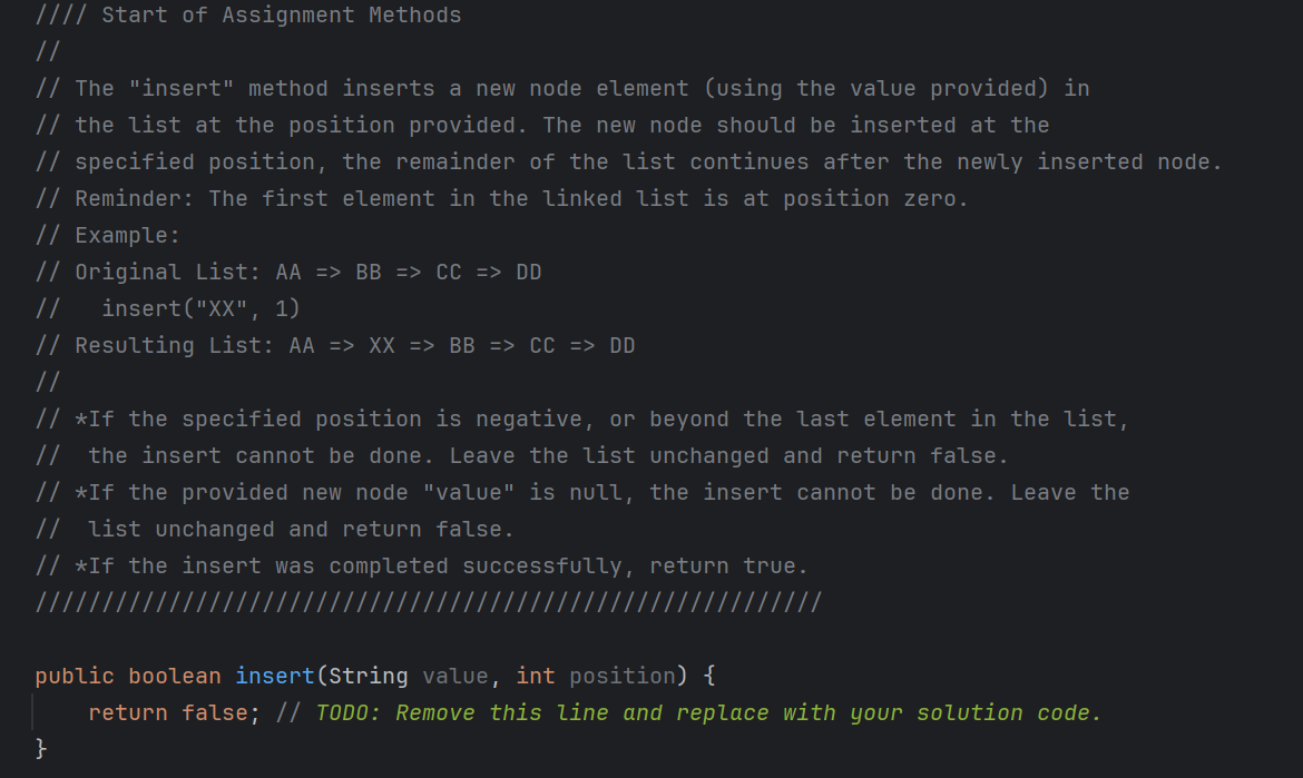  /1 // The "insert" method inserts a new node element (using