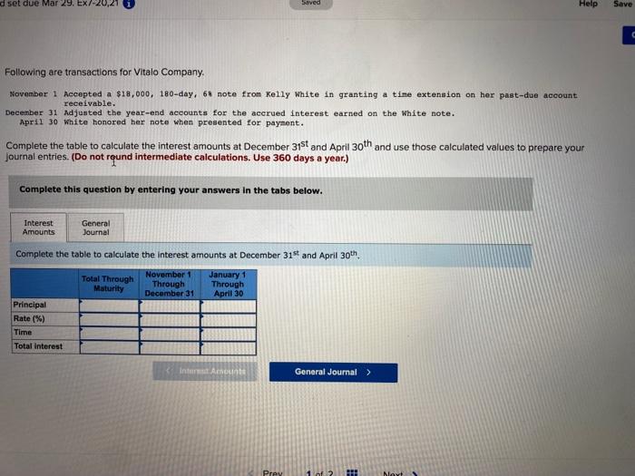What would the correct answers be? d set due Mar 29. Ex/-20