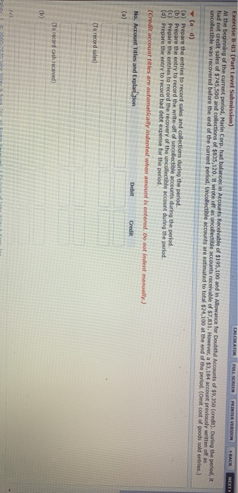  CALCULATOR FULL SCREEN PRINTER VERSION 4 BACK Exercise 8-03 (Part Level