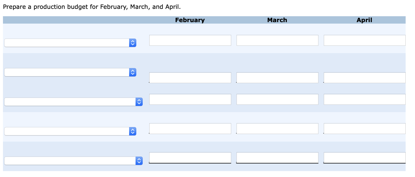 has projected sales of its product for the next six months as