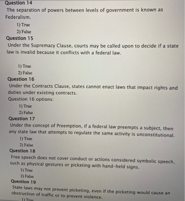 positions 1) True 2) False Question 2 Principled interest-based bargaining involves concentrating