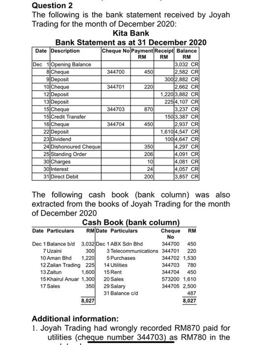  i need an answer for question 2 Question 2 The following