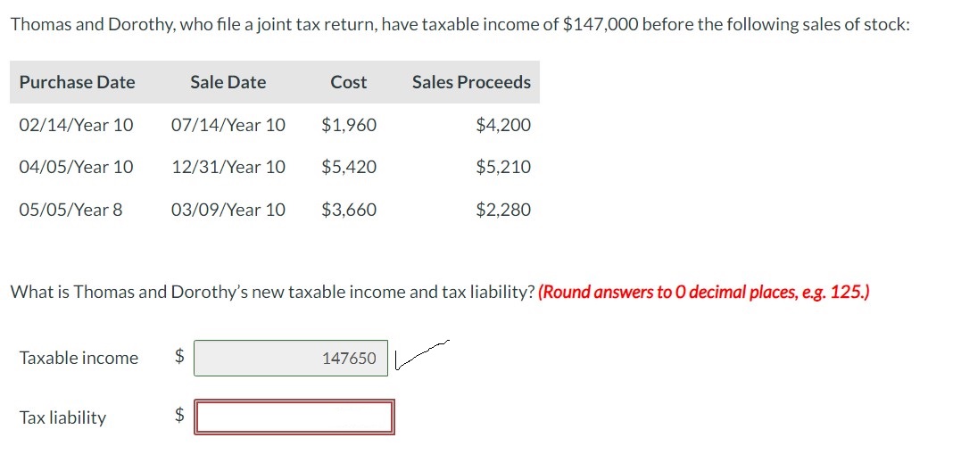 Please show answer step by step with calculation. tax liability is not