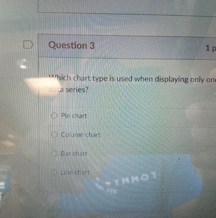  Question 3 1 p Which chart type is used when displaying