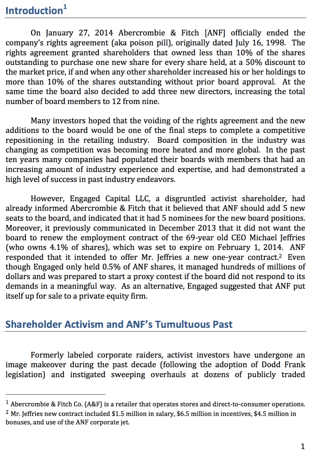 Leverage Buy Out). LBO (Leverage Buy Out) Model: Competitor Value Ratios: Competitors: