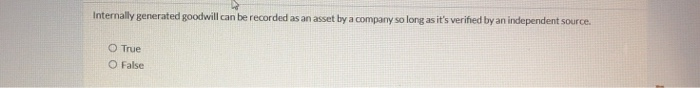  Internally generated goodwill can be recorded as an asset by a
