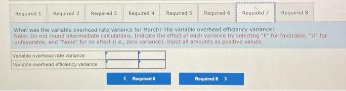 each varfance by selecting "F" for favorable, "U" for unfavorable, and "None"