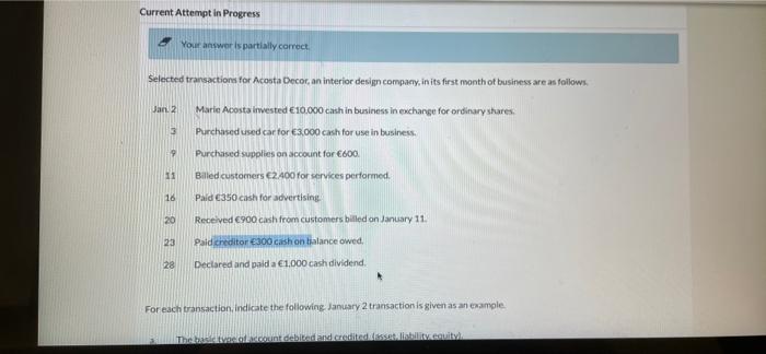  Current Attempt in Progress Your answer is partially correct Jan 2