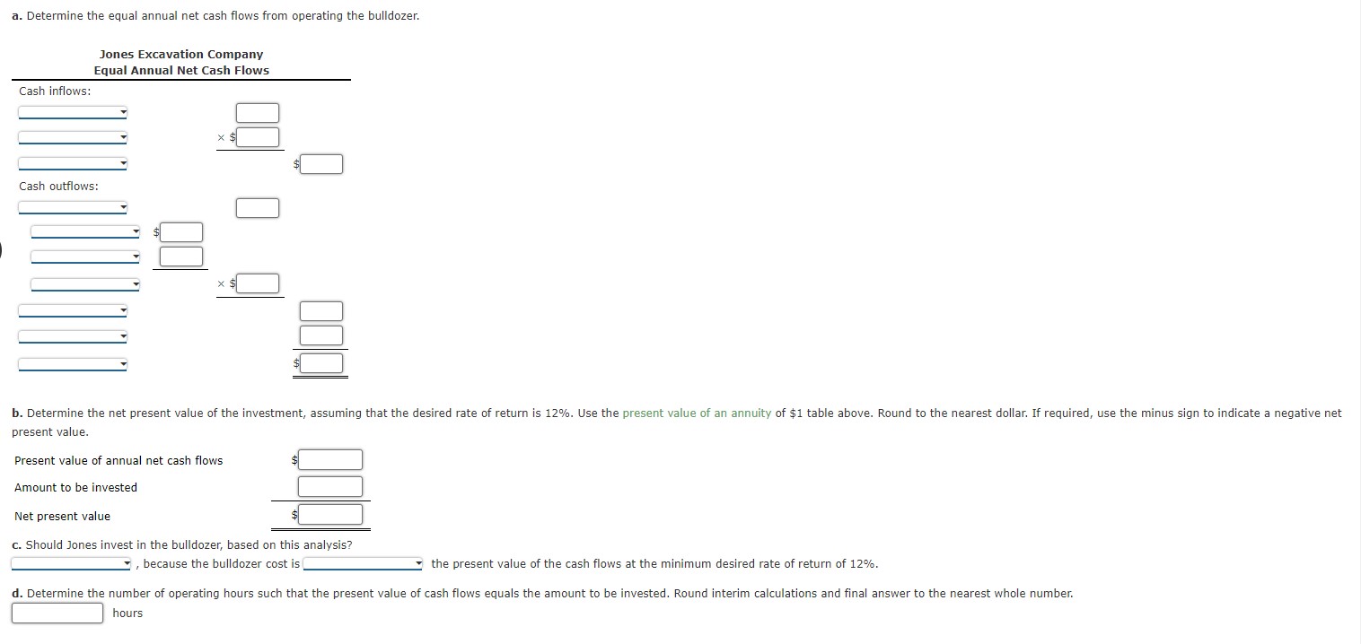 $1 at Combound Interest a. Determine the equal annual net cash flows