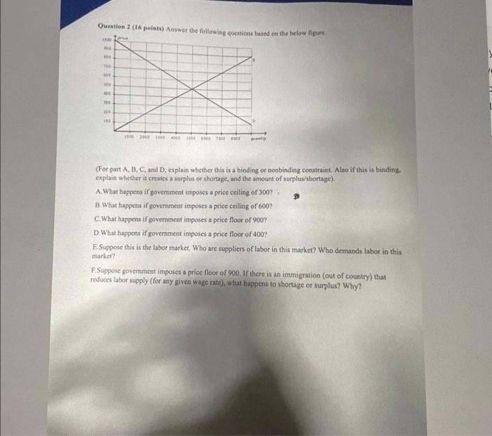  Question 2 (16 points) Answer the following questions based on the