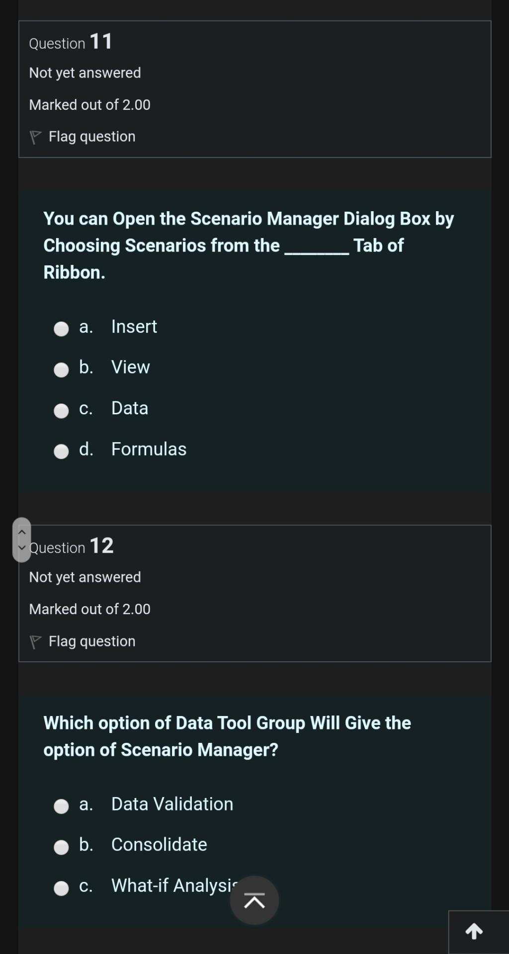 Choose the correct answer without explanation Question 11 Not yet answered