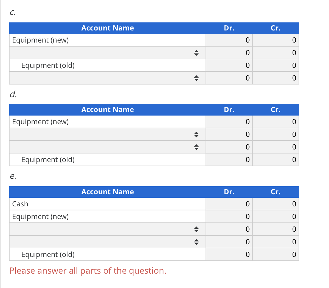 new equipment is $19,200. The fair value of the old equipment cannot
