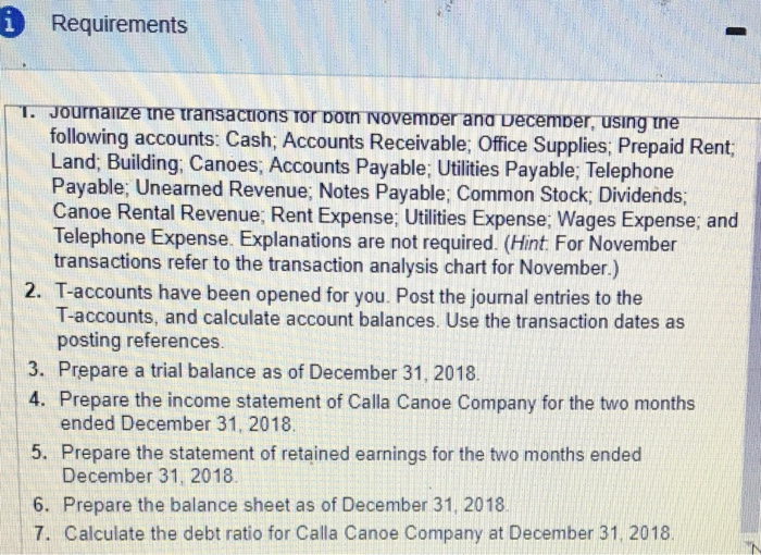 analysis chart from November ) In addition, Calla Canoe Company completed the