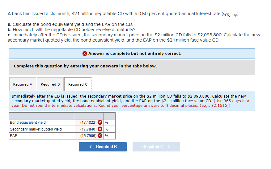  A bank has issued a six-month, \(\$ 2.1\)A bank has issued