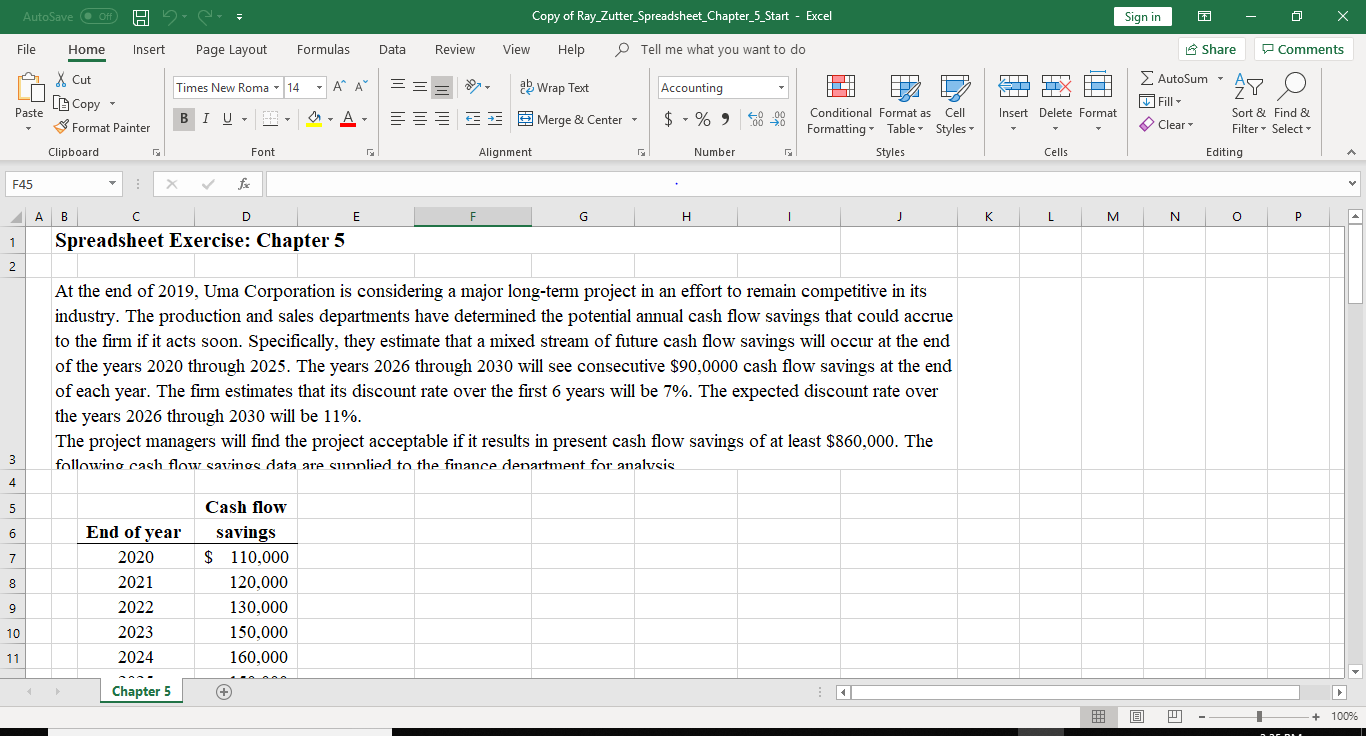  Copy of Ray_Zutter_Spreadsheet_Chapter_5_Start - Excel Data Review View Help Tell me