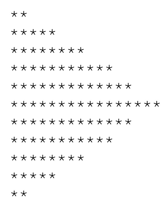 Make a program in JAVA that produces this output: * * *