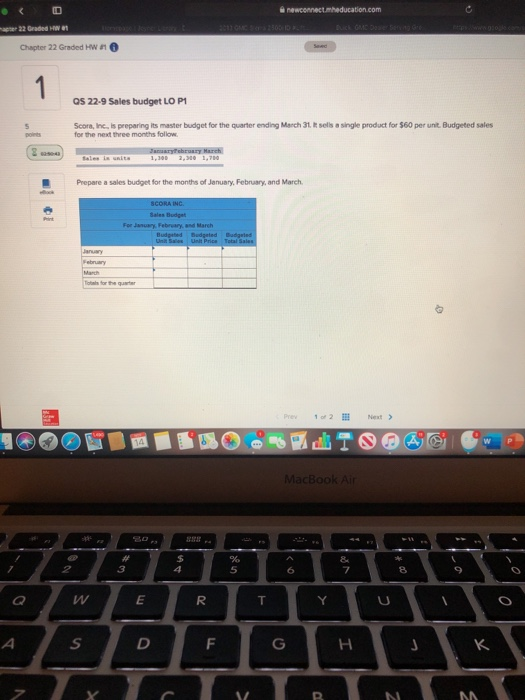  newconnect.education.com -ser 2 Chapter 22 Graded HW no QS 22-9 Sales