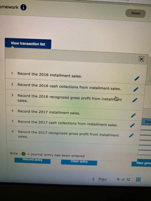 for its installment sales. The following data were obtained for sales during
