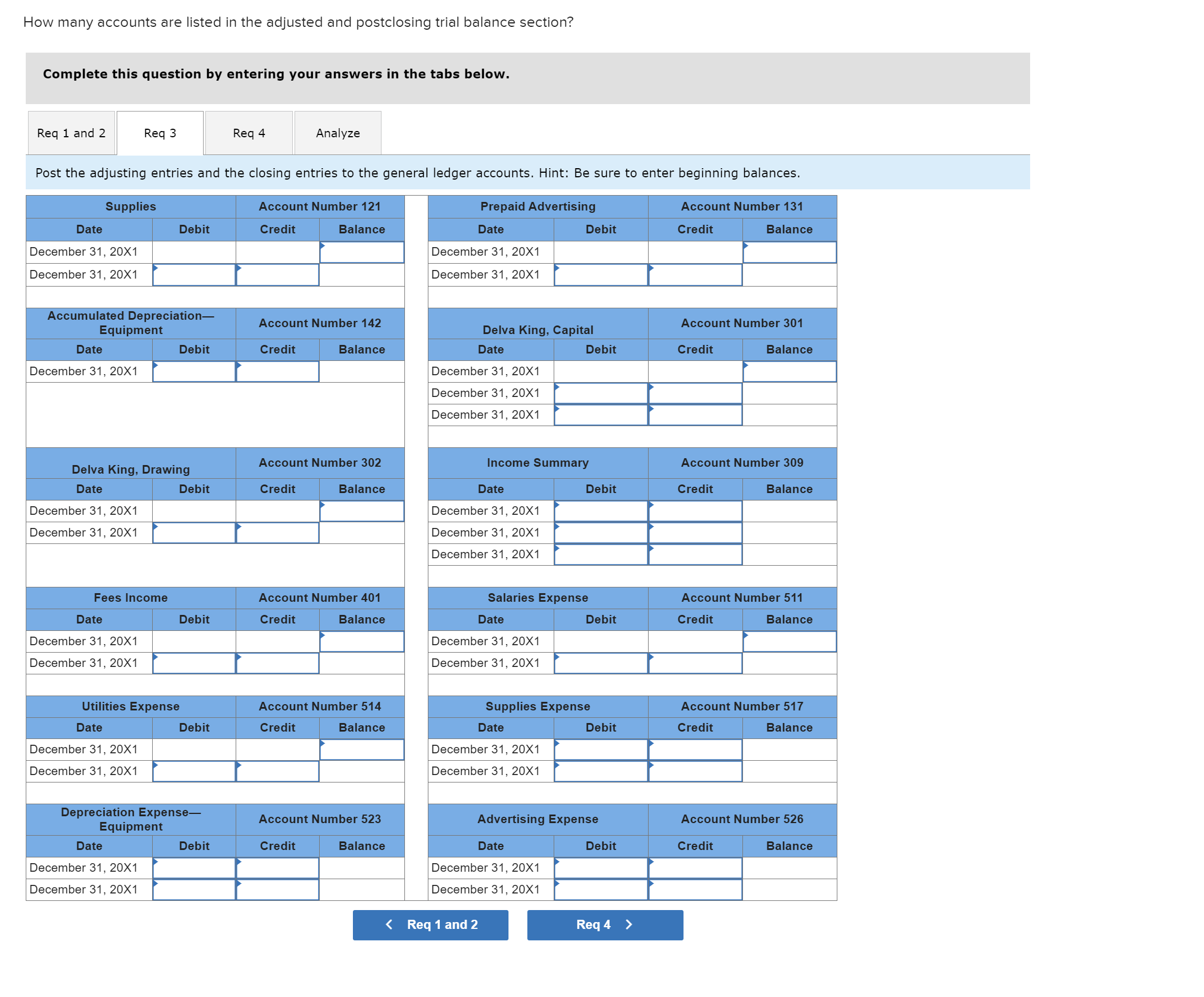 The King Group is given below. Required: 1. Record the adjusting entries