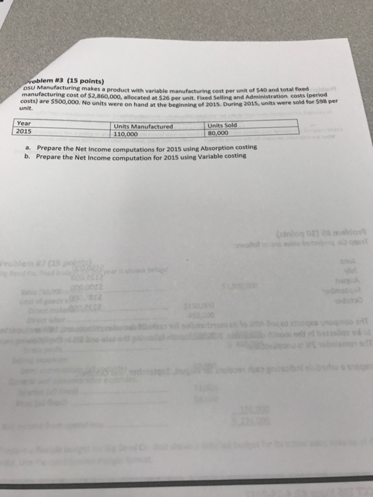  DSU Manufacturing makes a product with variable manufacturing cost per unit
