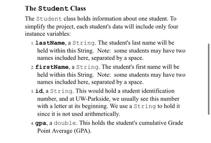 a set of Java classes that keep track of student record information.