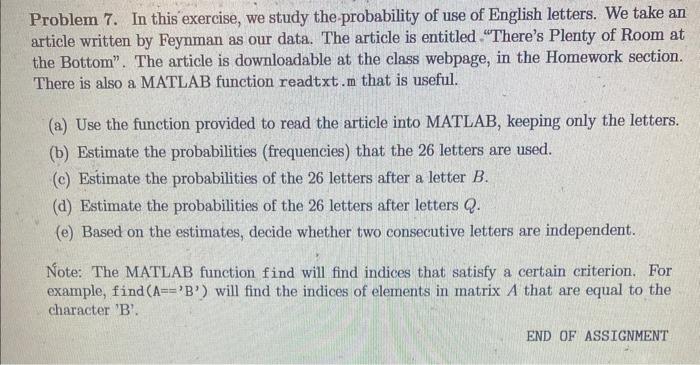  Problem 7. In this exercise, we study the-probability of use of