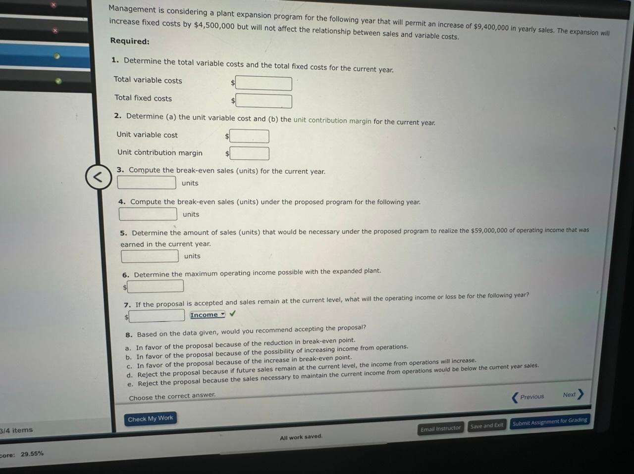 need help solving Management is considering a plant expansion program for the