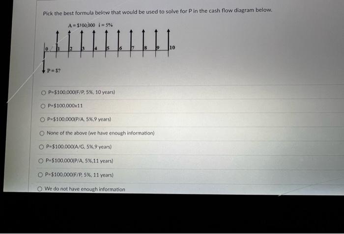  solve completely. Pick the best formula below that would be used