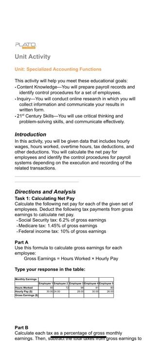 Introduction In this activity, you will be given data that includes hourly