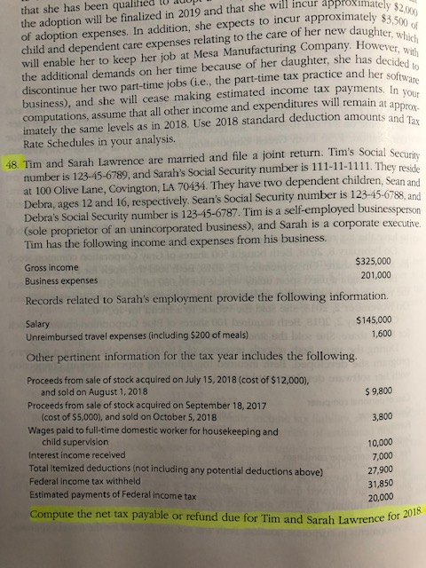  Problem 48. Compute the net tax payable or refund due for
