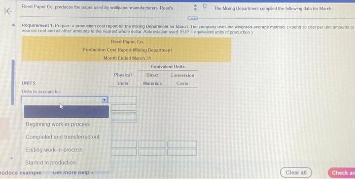 1, the Mixing Department had 400 rolls of paper in process. During