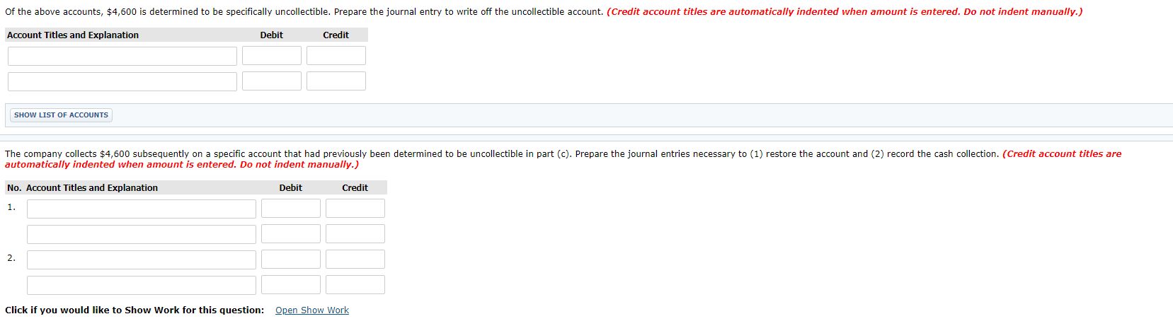 accounting for bad debts. The company produced the following aging of the